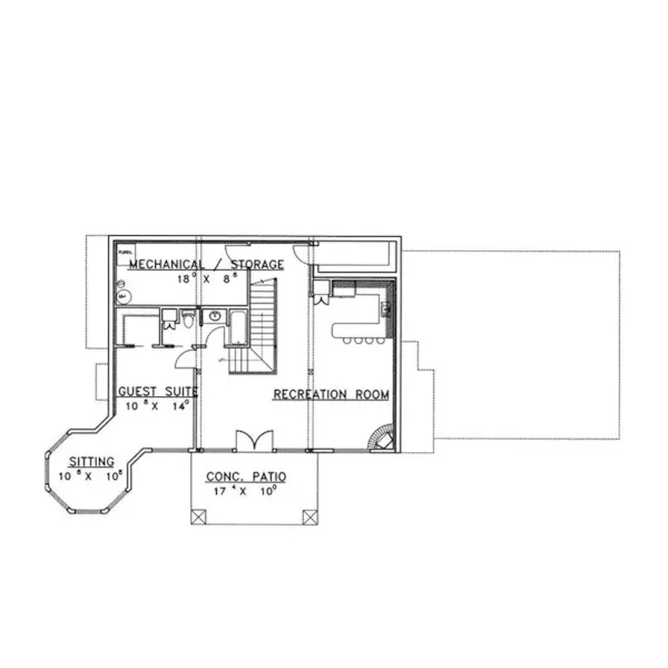 Ranch House Plan Lower Level Floor - Campbellsville Victorian Home 088D-0148 - Search House Plans and More