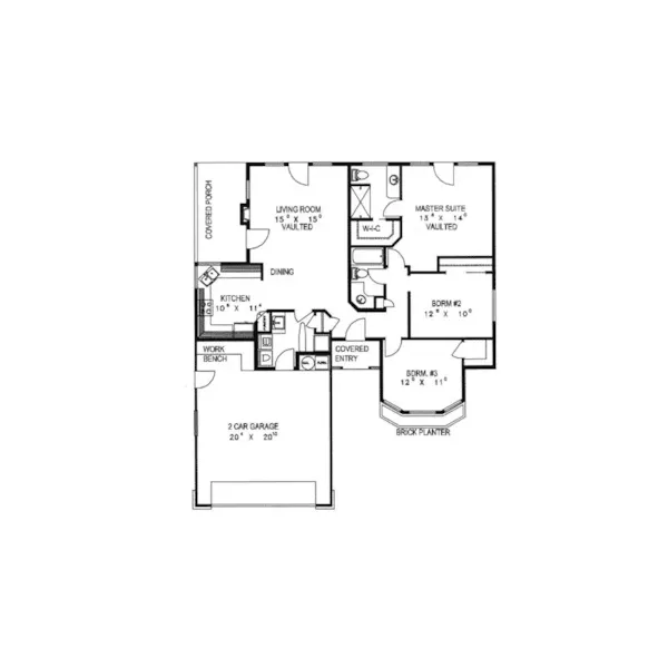 Country House Plan First Floor - Middleburg Rustic Ranch Home 088D-0152 - Shop House Plans and More