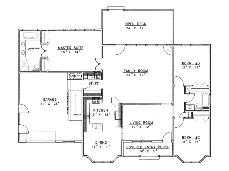 Country House Plan First Floor - Beech Bluff Country Ranch Home 088D-0155 - Search House Plans and More