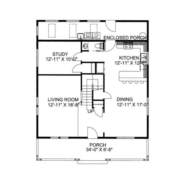 Bungalow House Plan First Floor - Somerville Bungalow Home 088D-0163 - Shop House Plans and More