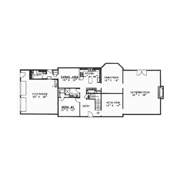 Colonial House Plan First Floor - Williston Colonial Home 088D-0165 - Shop House Plans and More