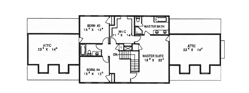 Colonial House Plan Second Floor - Williston Colonial Home 088D-0165 - Shop House Plans and More