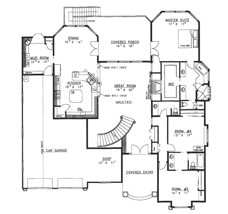 Country House Plan First Floor - Gallaway Luxury Home 088D-0166 - Search House Plans and More