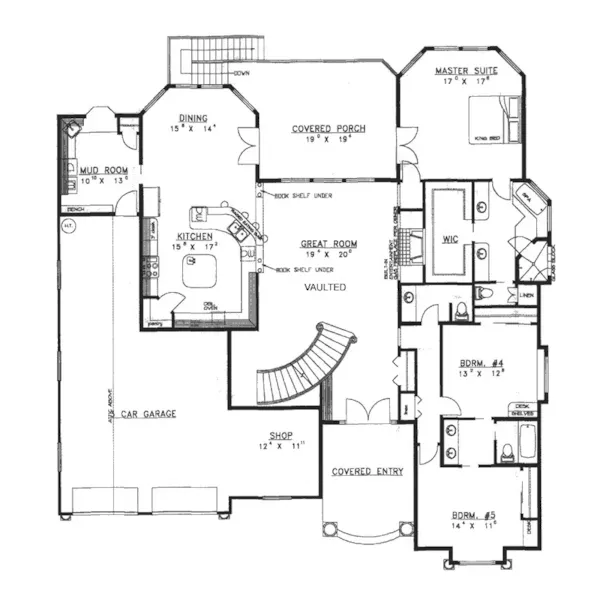 Contemporary House Plan First Floor - Gallaway Luxury Home 088D-0166 - Search House Plans and More