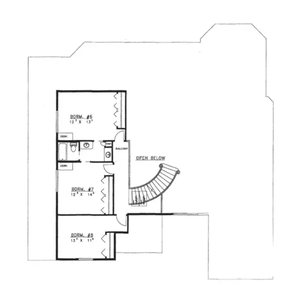 Contemporary House Plan Second Floor - Gallaway Luxury Home 088D-0166 - Search House Plans and More