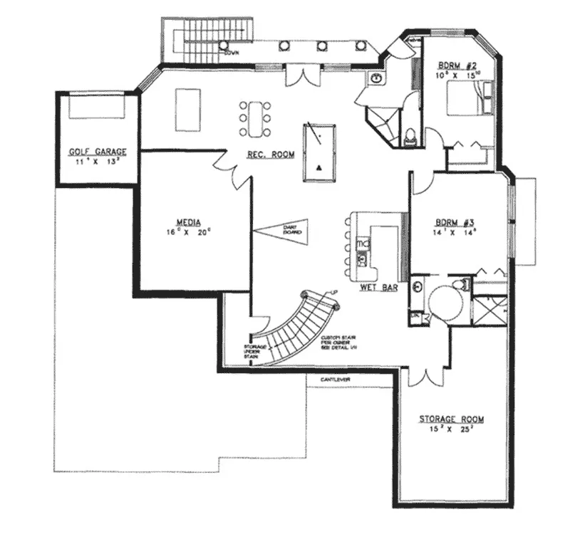 Traditional House Plan Lower Level Floor - Gallaway Luxury Home 088D-0166 - Search House Plans and More
