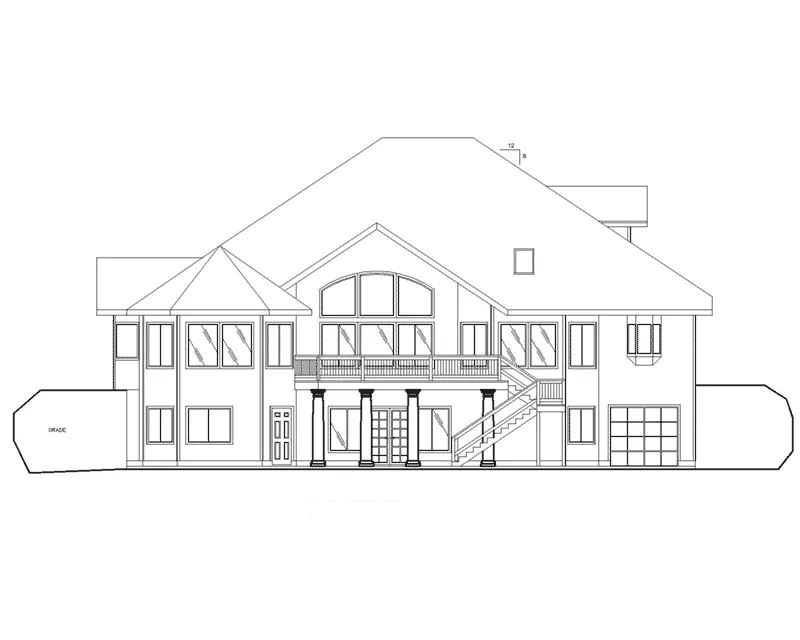 Traditional House Plan Rear Elevation - Gallaway Luxury Home 088D-0166 - Search House Plans and More
