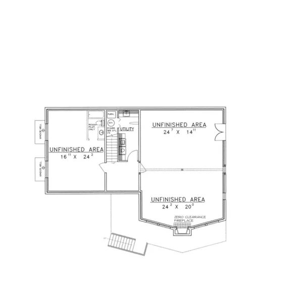 Traditional House Plan Lower Level Floor - Gadsden Terrace Waterfront Home 088D-0167 - Search House Plans and More