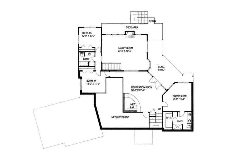 Adobe House Plans & Southwestern Home Design Lower Level Floor - Piperton Luxury Sunbelt Home 088D-0169 - Shop House Plans and More