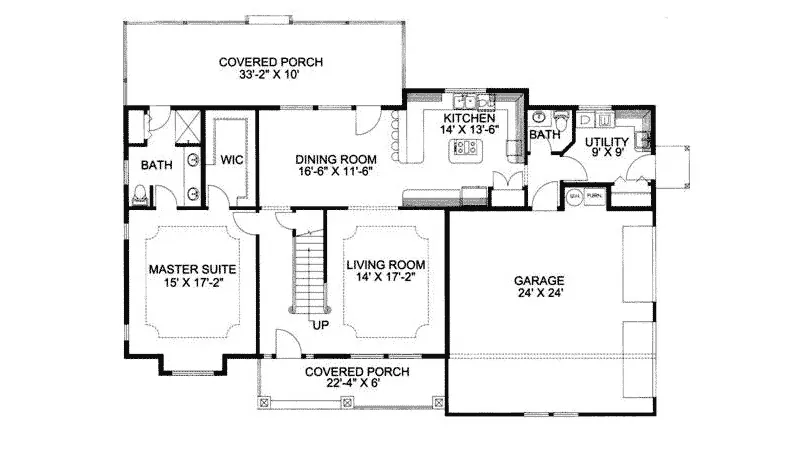 Country House Plan First Floor - Cole Creek Country Home 088D-0171 - Search House Plans and More