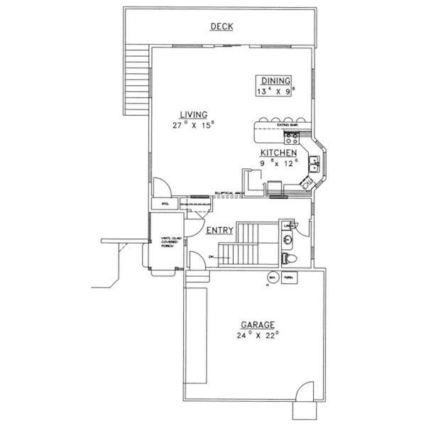 Traditional House Plan First Floor - Childers Terrace Vacation Home 088D-0172 - Search House Plans and More