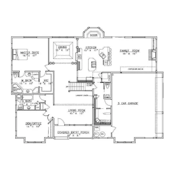 Luxury House Plan First Floor - Aspen Hill Rustic Luxury Home 088D-0175 - Search House Plans and More