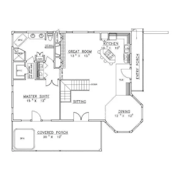 Victorian House Plan First Floor - Normandy Peak Rustic Home 088D-0180 - Shop House Plans and More