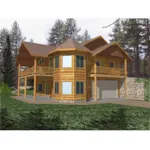 Rustic Two-Story Log Home With Corner Turret 