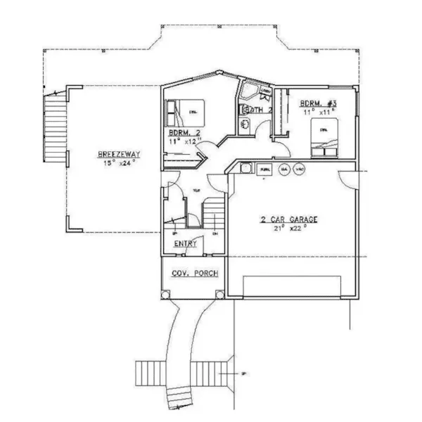 Traditional House Plan Lower Level Floor - Cowan Creek Split-Level Home 088D-0181 - Search House Plans and More