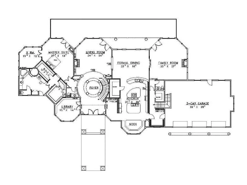 Traditional House Plan First Floor - Orange Blossom Luxury Home 088D-0184 - Shop House Plans and More