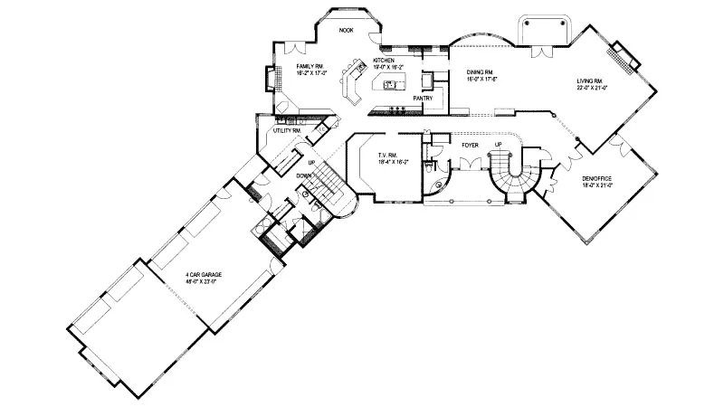Contemporary House Plan First Floor - Copperhill Luxury Home 088D-0185 - Search House Plans and More