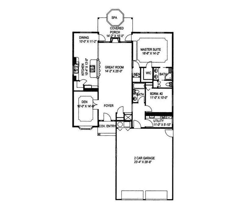 Southwestern House Plan First Floor - Elkmont Southwestern Home 088D-0189 - Search House Plans and More