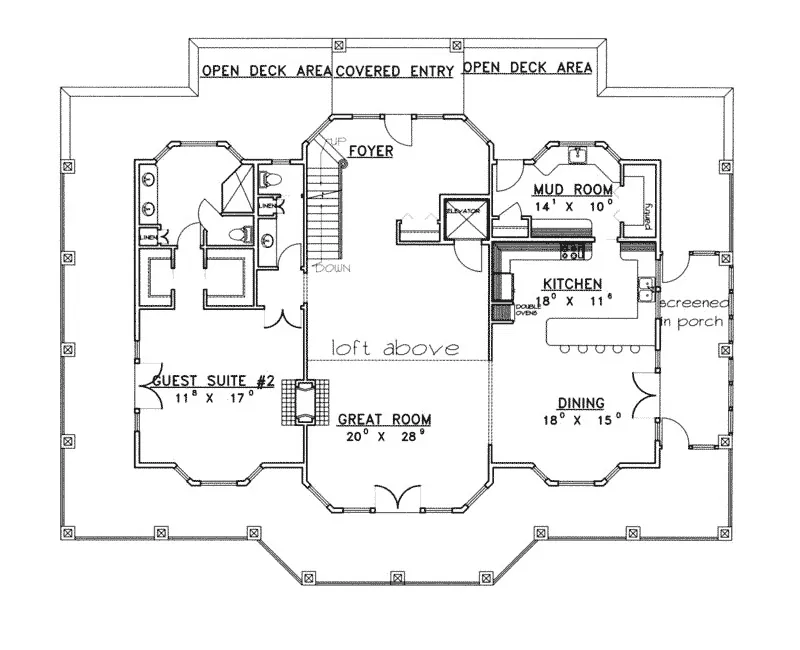 Traditional House Plan First Floor - Mulberry Mill Luxury Home 088D-0190 - Shop House Plans and More