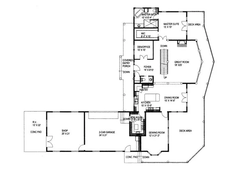 Arts & Crafts House Plan First Floor - Habersham Manor Luxury Home 088D-0192 - Search House Plans and More