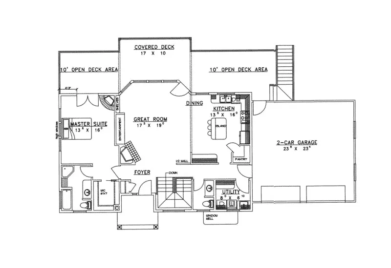Country House Plan First Floor - Hamlin Hill Contemporary Home 088D-0193 - Search House Plans and More