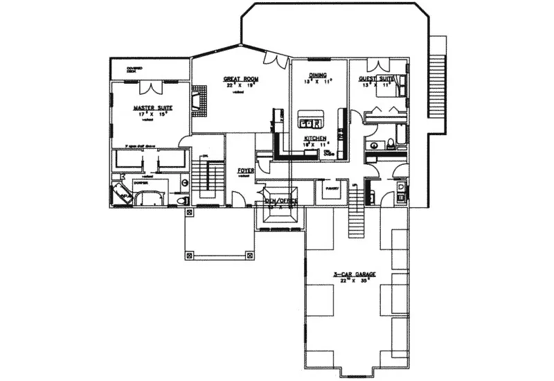 Mountain House Plan First Floor - Briceville Craftsman Home 088D-0197 - Search House Plans and More