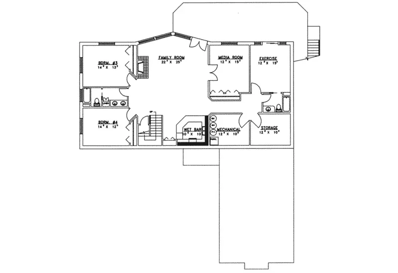 Mountain House Plan Lower Level Floor - Briceville Craftsman Home 088D-0197 - Search House Plans and More