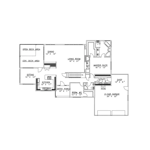 Traditional House Plan First Floor - Ravenscroft Luxury Ranch Home 088D-0199 - Shop House Plans and More