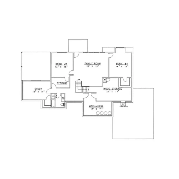 Traditional House Plan Lower Level Floor - Ravenscroft Luxury Ranch Home 088D-0199 - Shop House Plans and More