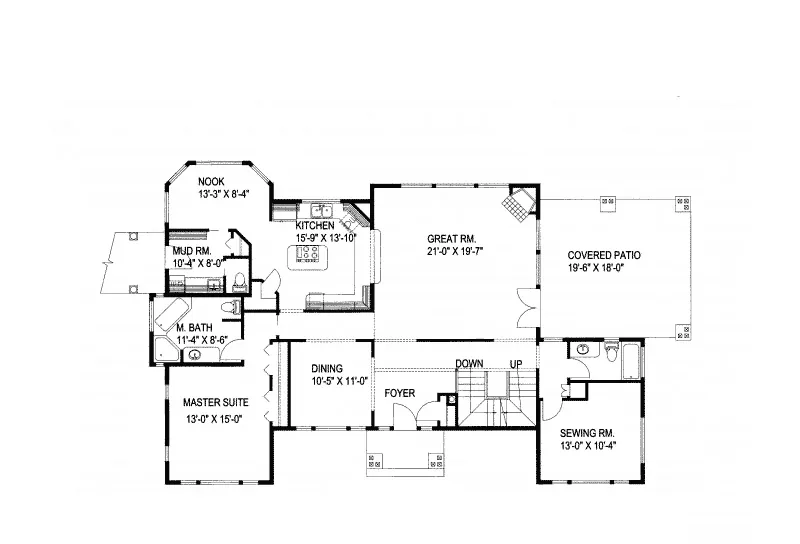 Craftsman House Plan First Floor - Castanet Lake Home 088D-0202 - Search House Plans and More