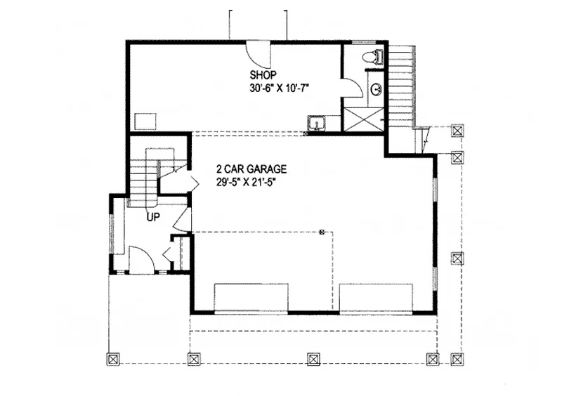 Lake House Plan Garage Floor Plan - Dyersburg Beach Coastal Home 088D-0210 - Search House Plans and More