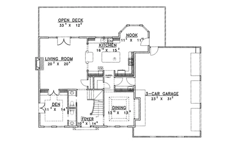 Greek Revival House Plan First Floor - Ivy Bend Sunbelt Home 088D-0211 - Search House Plans and More