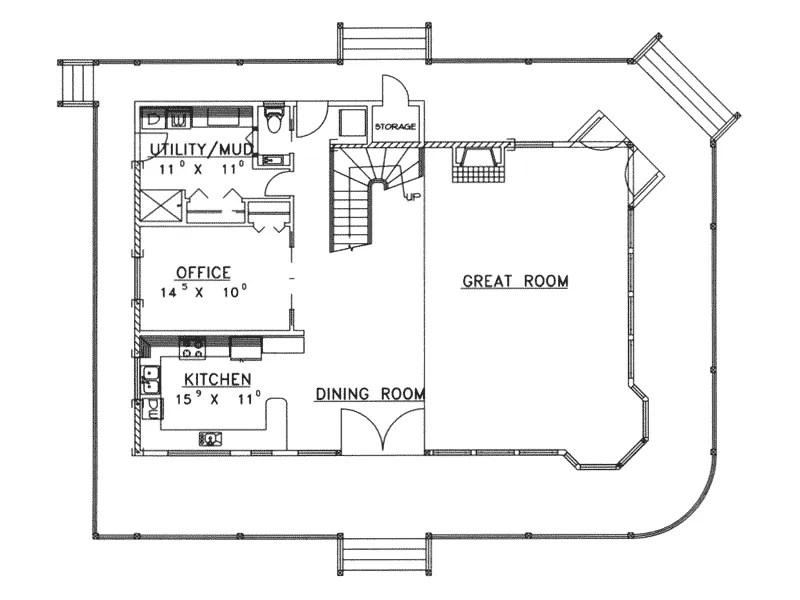 Luxury House Plan First Floor - Smoky Mount Cabin Cottage Home 088D-0212 - Shop House Plans and More