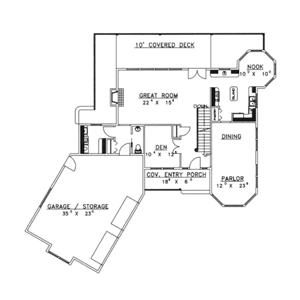 Victorian House Plan First Floor - Bairds Mill Country Style Home 088D-0213 - Search House Plans and More