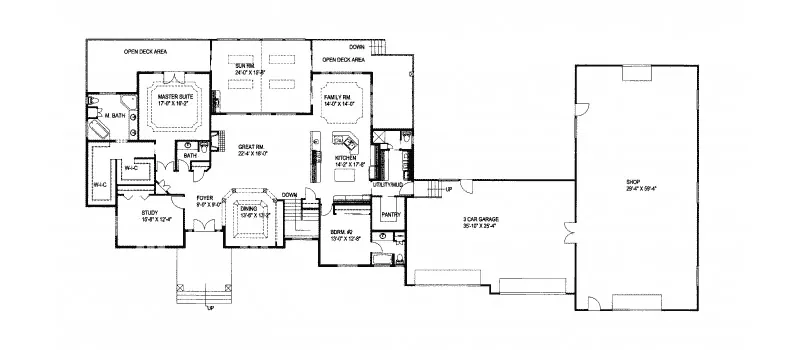 Traditional House Plan First Floor - Lewisburg Contemporary Home 088D-0215 - Shop House Plans and More