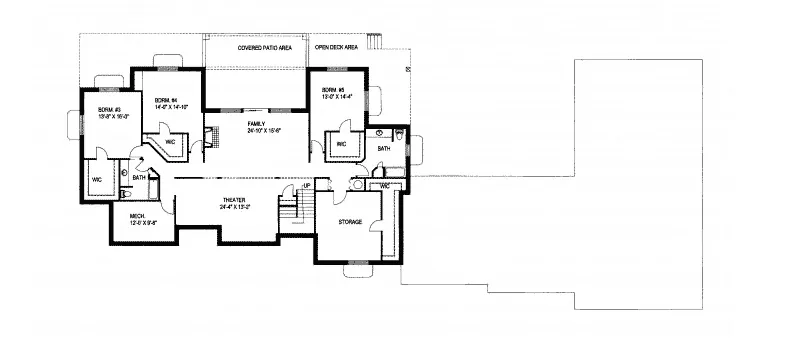 Traditional House Plan Lower Level Floor - Lewisburg Contemporary Home 088D-0215 - Shop House Plans and More