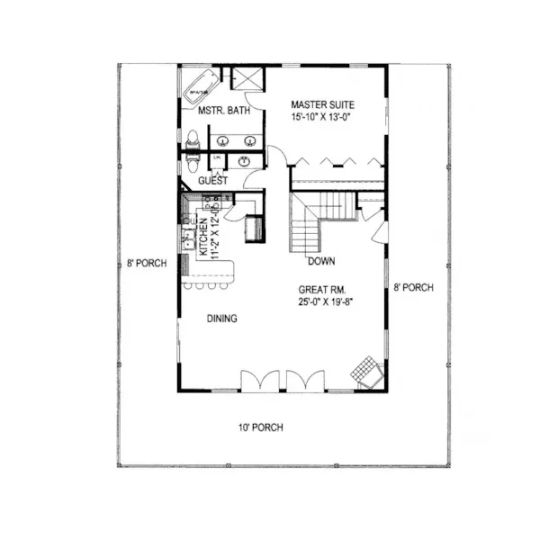 Lake House Plan First Floor - Sherwood Pines Mountain Home 088D-0217 - Shop House Plans and More