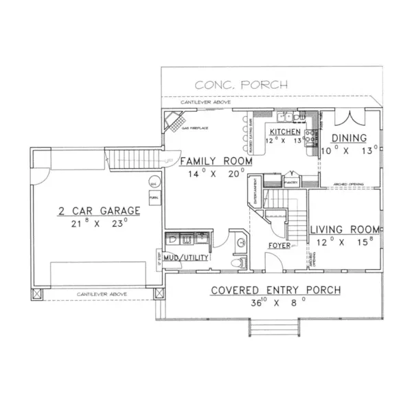 Farmhouse Plan First Floor - Summerfield Farm Country Home 088D-0219 - Shop House Plans and More