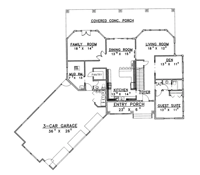 Country House Plan First Floor - Foster Place Luxury Home 088D-0222 - Search House Plans and More