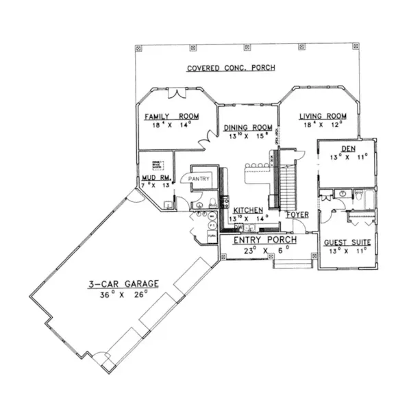 Country House Plan First Floor - Foster Place Luxury Home 088D-0222 - Search House Plans and More