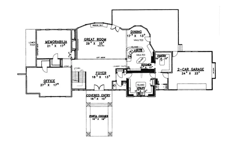 Country House Plan First Floor - Season Park Contemporary Home 088D-0224 - Shop House Plans and More