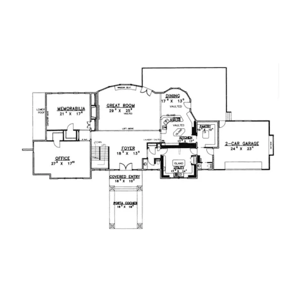 Modern House Plan First Floor - Season Park Contemporary Home 088D-0224 - Shop House Plans and More