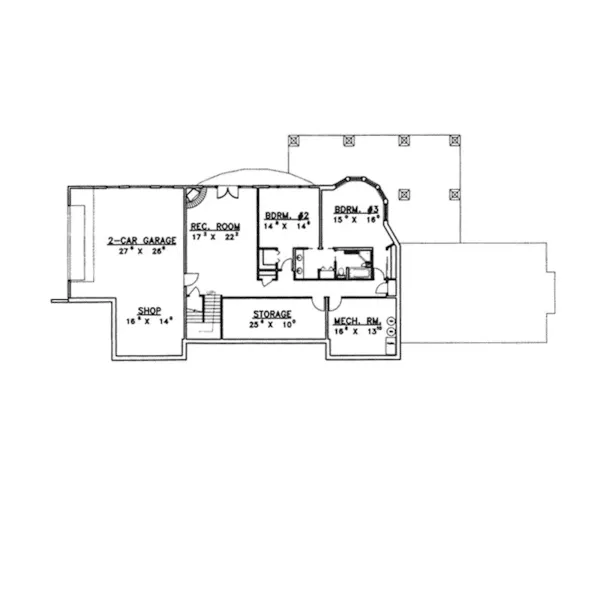 Modern House Plan Lower Level Floor - Season Park Contemporary Home 088D-0224 - Shop House Plans and More