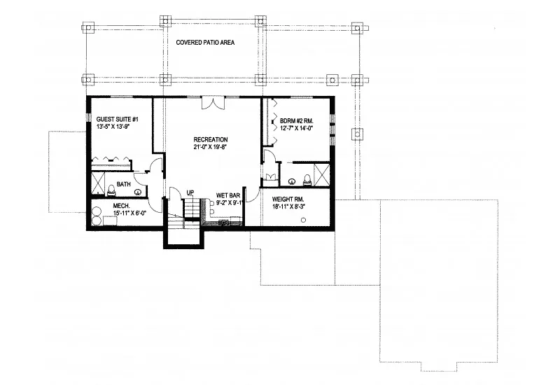 Traditional House Plan Lower Level Floor - Auburntown Rustic Home 088D-0225 - Search House Plans and More