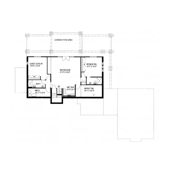 Arts & Crafts House Plan Lower Level Floor - Auburntown Rustic Home 088D-0225 - Search House Plans and More