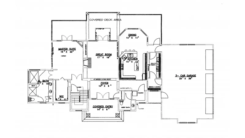 Country House Plan First Floor - Asheville Waterfront Home 088D-0226 - Search House Plans and More