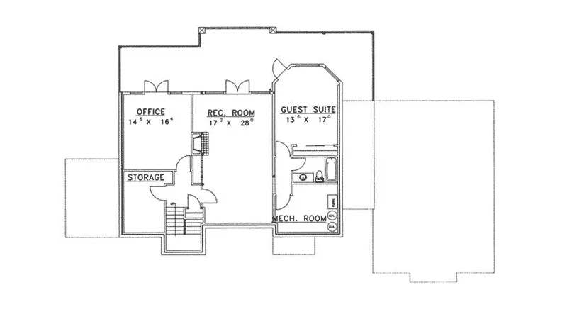 Southern House Plan Lower Level Floor - Asheville Waterfront Home 088D-0226 - Search House Plans and More