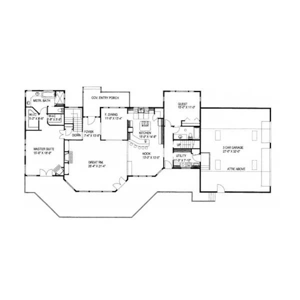 Ranch House Plan First Floor - Neva Luxury Waterfront Home 088D-0228 - Shop House Plans and More