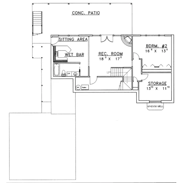 Lake House Plan Lower Level Floor - Burton Cliff A-Frame Home 088D-0230 - Search House Plans and More