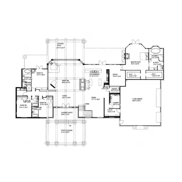 Waterfront House Plan First Floor - Lakesite Luxury Log Home 088D-0233 - Shop House Plans and More